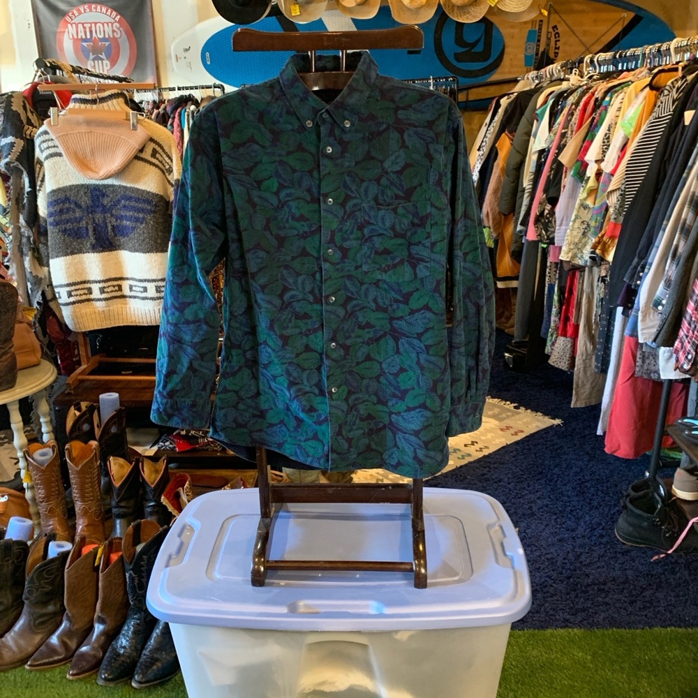 Women's corduroy Blue Button Down Shirt